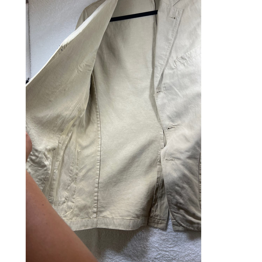 Officine Generale Beige Armie Garment Dyed Linen Blazer Jacket Sport Coat Men 46 - Picture 7 of 15
